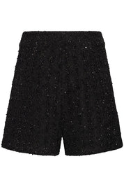 Schwarze High - Waist - Shorts mit Struktur und Glanz - Blossom Hair & Fashion