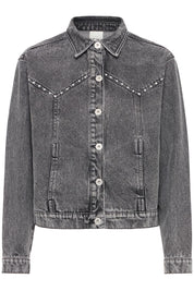 Schwarze Jeansjacke mit Nieten - Details - Blossom Hair & Fashion