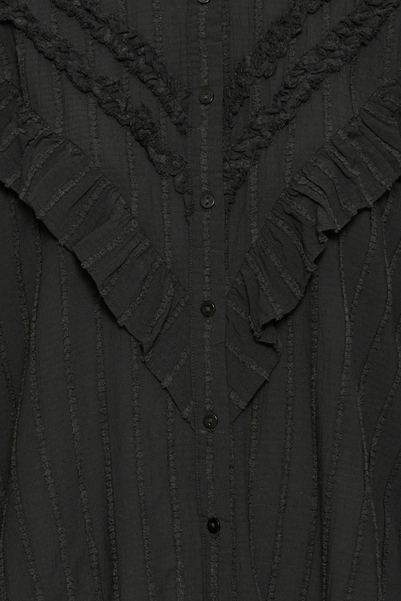 Schwarze Rüschenbluse mit Struktur - Blossom Hair & Fashion