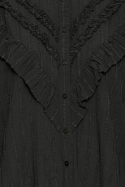 Schwarze Rüschenbluse mit Struktur - Blossom Hair & Fashion