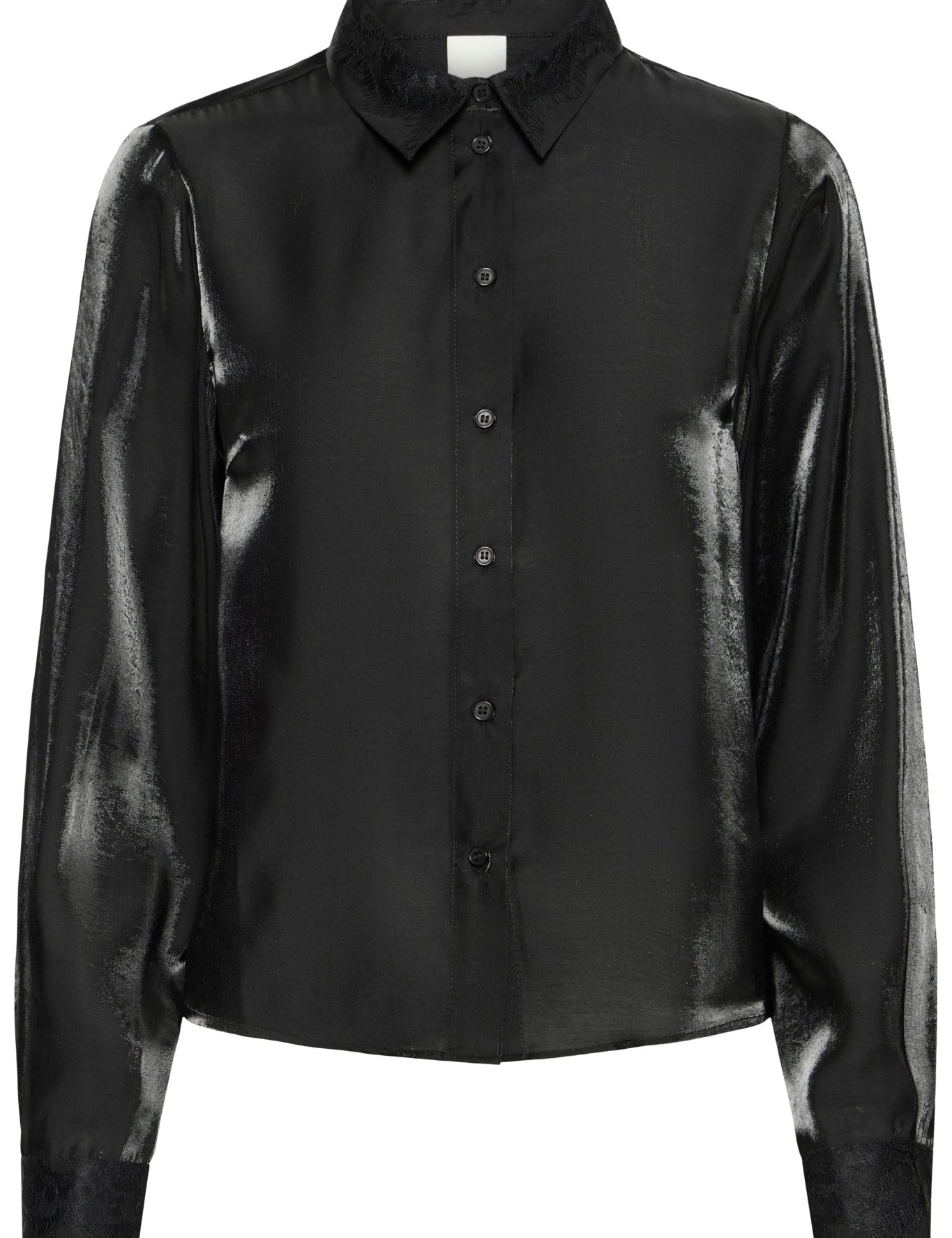 Schwarze Satinbluse mit Glanzoptik - Blossom Hair & Fashion