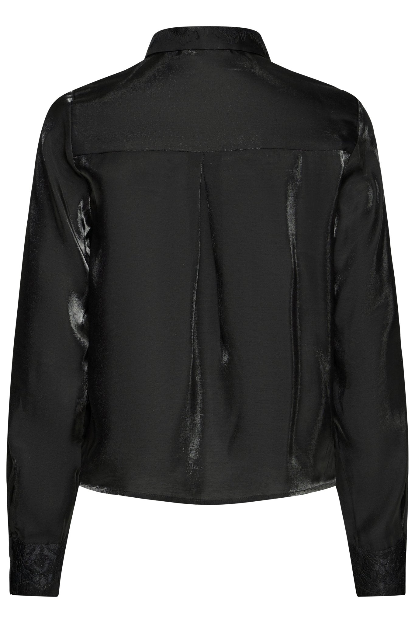 Schwarze Satinbluse mit Glanzoptik - Blossom Hair & Fashion