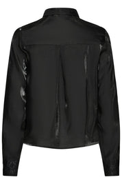 Schwarze Satinbluse mit Glanzoptik - Blossom Hair & Fashion