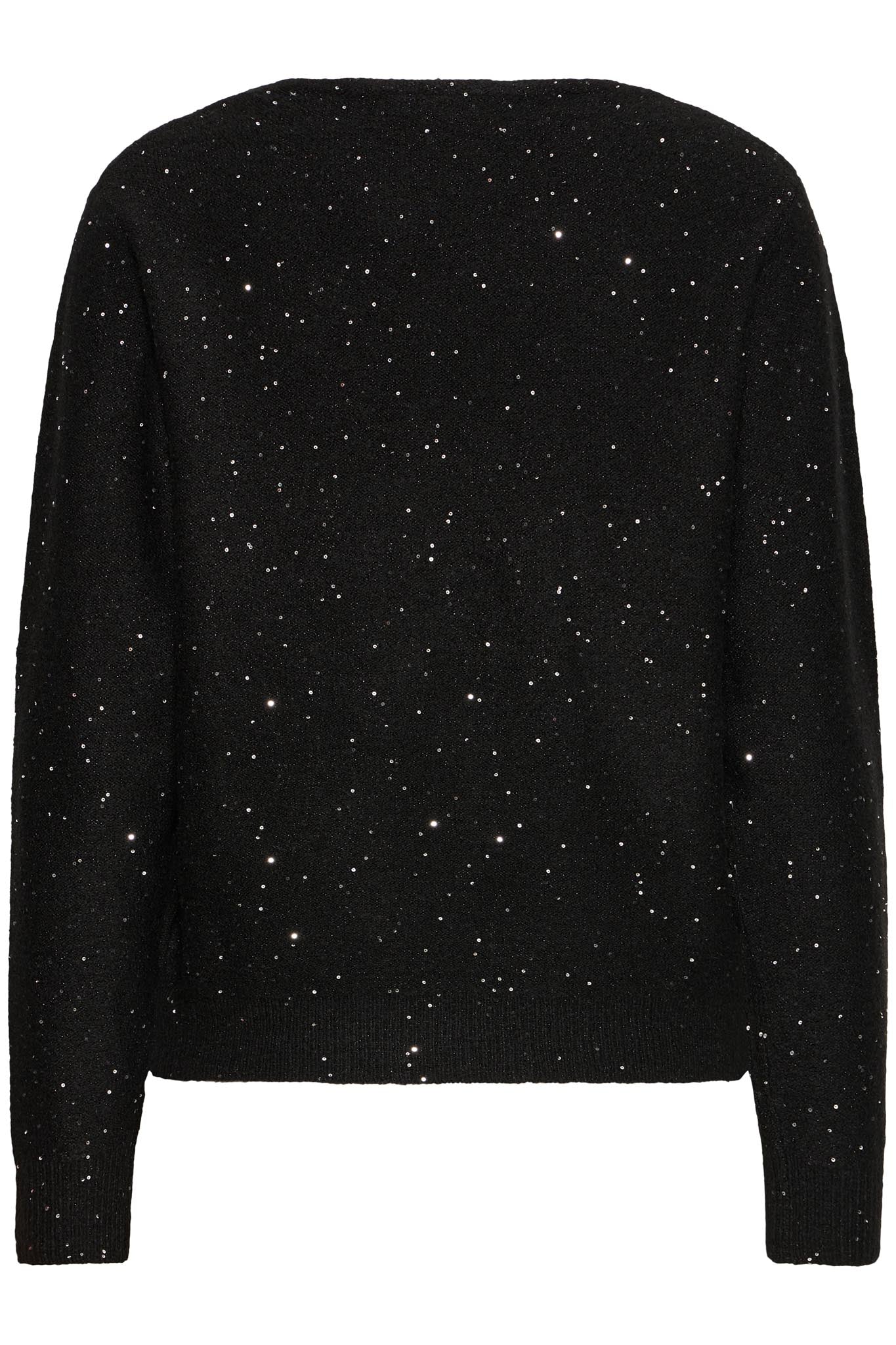 Schwarzer Glitzerpullover mit V - Ausschnitt - Blossom Hair & Fashion