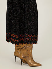 Schwarzer Midirock mit Stickdetails - Blossom Hair & Fashion