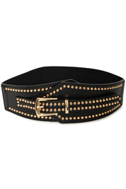 Schwarzer Taillengürtel mit Nieten und goldener Schnalle - Blossom Hair & Fashion