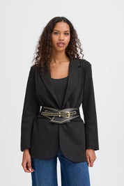 Schwarzer Taillengürtel mit Nieten und goldener Schnalle - Blossom Hair & Fashion