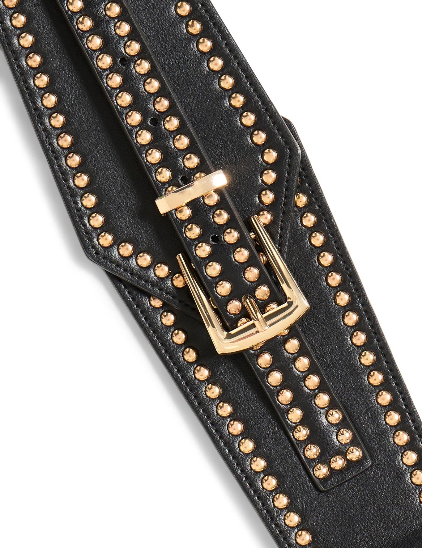 Schwarzer Taillengürtel mit Nieten und goldener Schnalle - Blossom Hair & Fashion