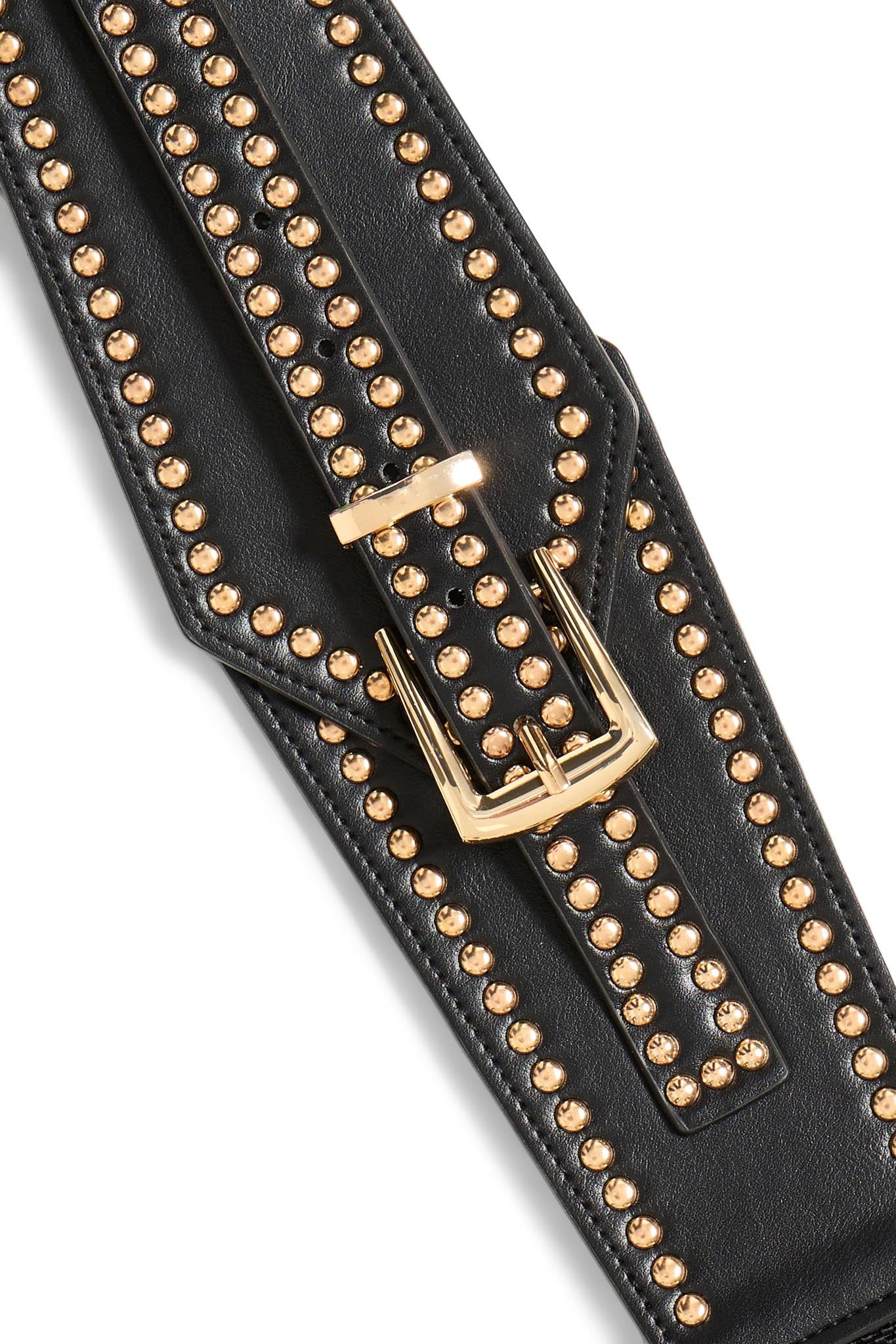 Schwarzer Taillengürtel mit Nieten und goldener Schnalle - Blossom Hair & Fashion