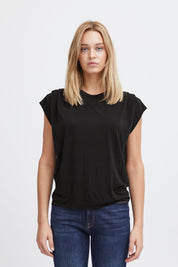 Schwarzes ärmelloses Shirt mit Boxy Fit - Blossom Hair & Fashion