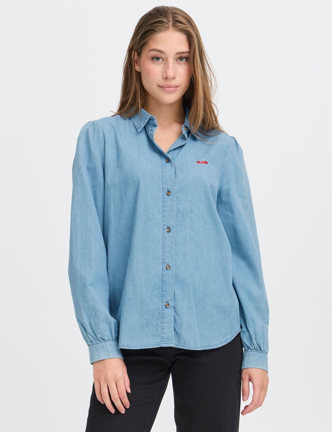 Shirt langarm Denim hellblau - Blossom Hair & Fashion