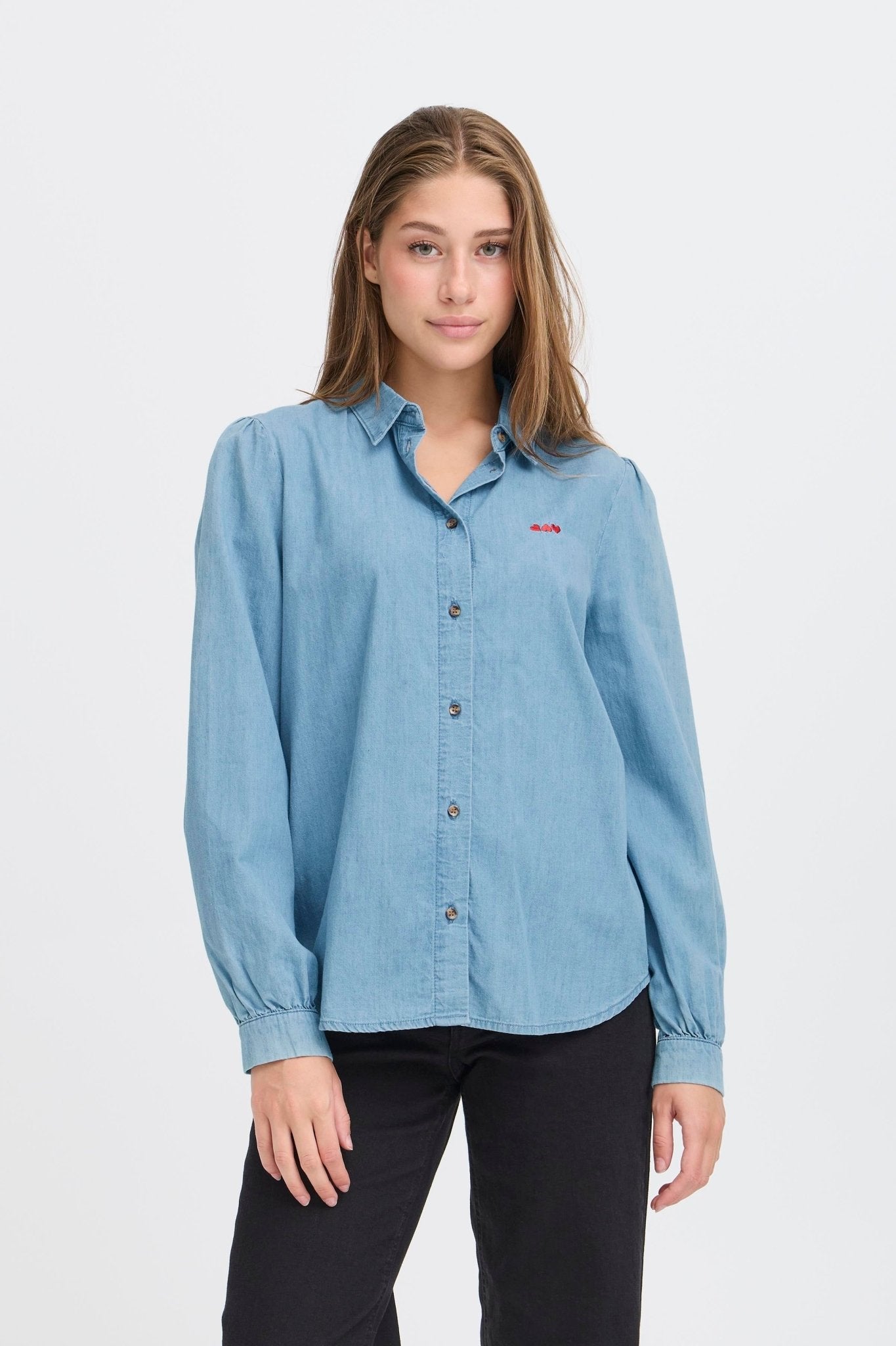 Shirt langarm Denim hellblau - Blossom Hair & Fashion