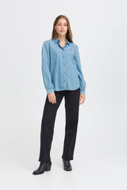 Shirt langarm Denim hellblau - Blossom Hair & Fashion