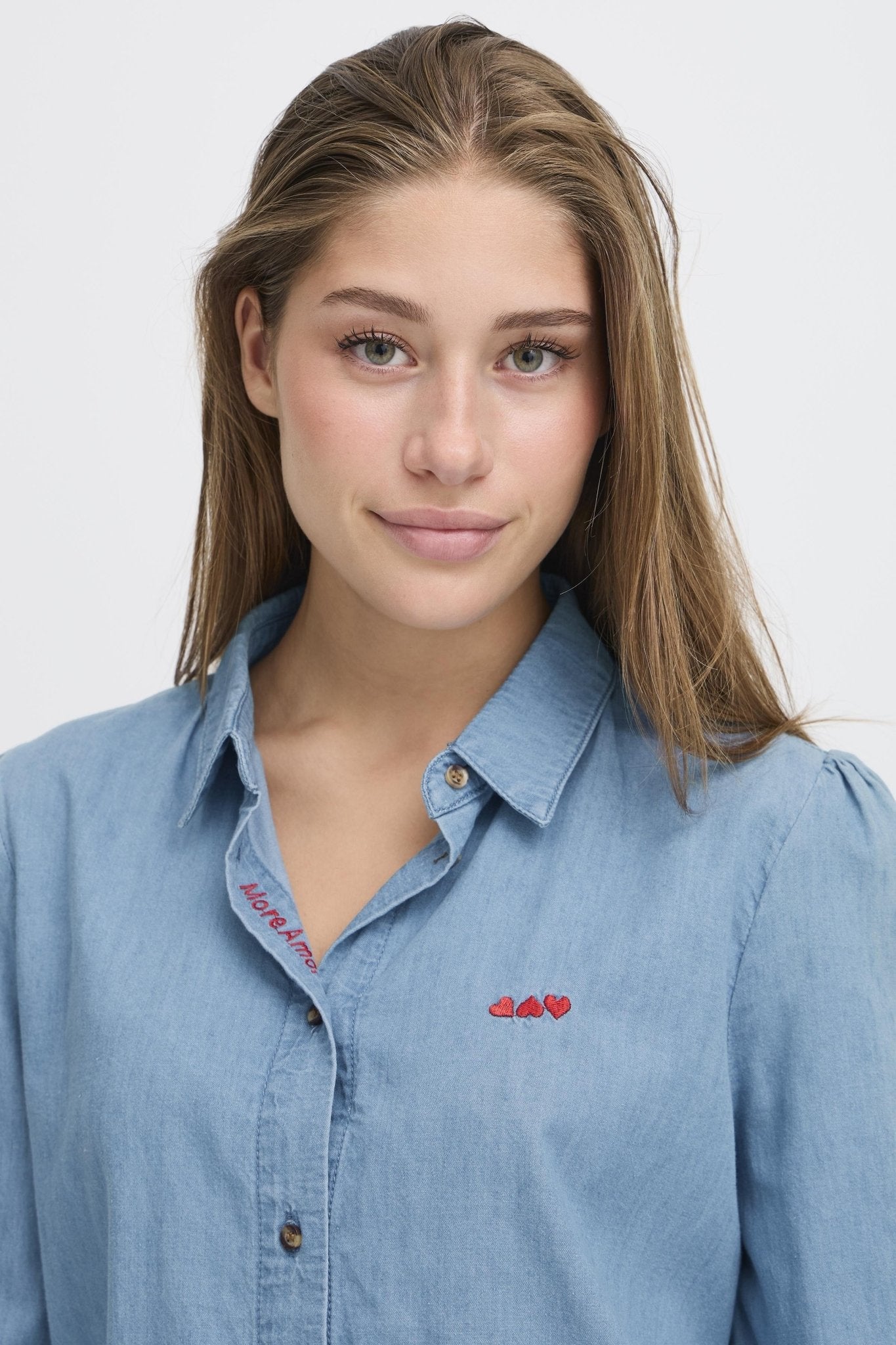 Shirt langarm Denim hellblau - Blossom Hair & Fashion