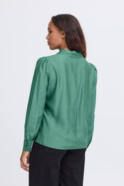 Shirt langarm Satinoptik smaragdgrün - Blossom Hair & Fashion