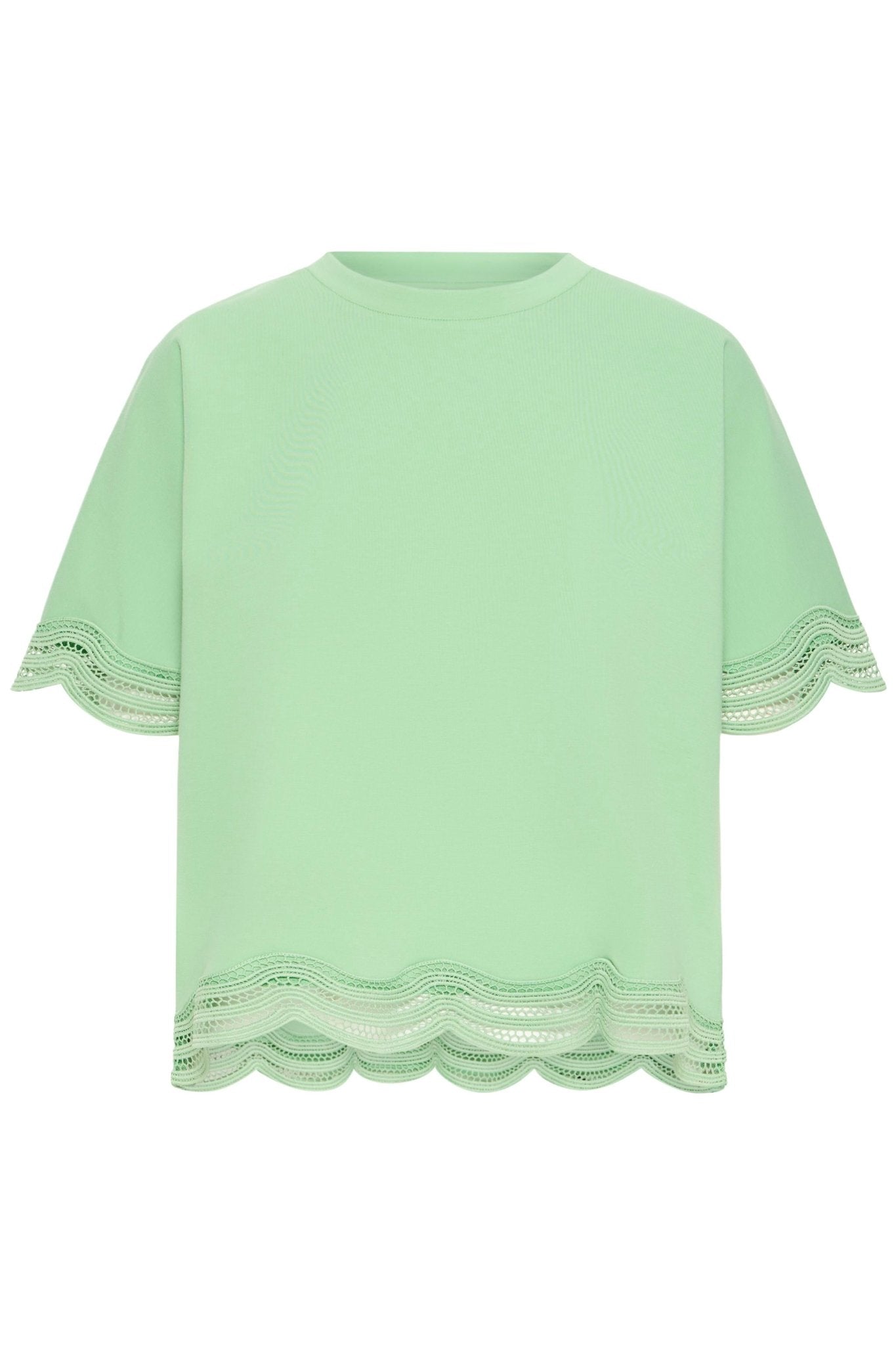 Shirt mit Spitzensaum in Mint oder Weiss - Blossom Hair & Fashion