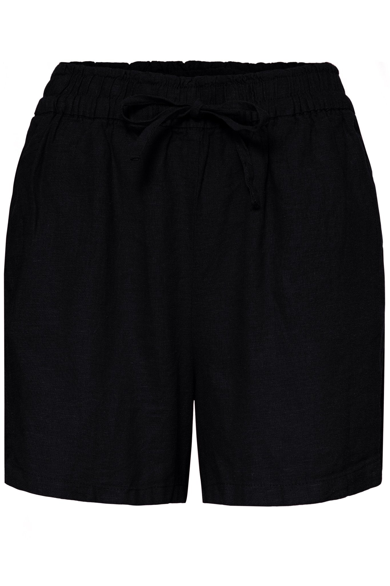 Shorts mit elastischem Bund und Bindeband in Schwarz oder Beige - Blossom Hair & Fashion