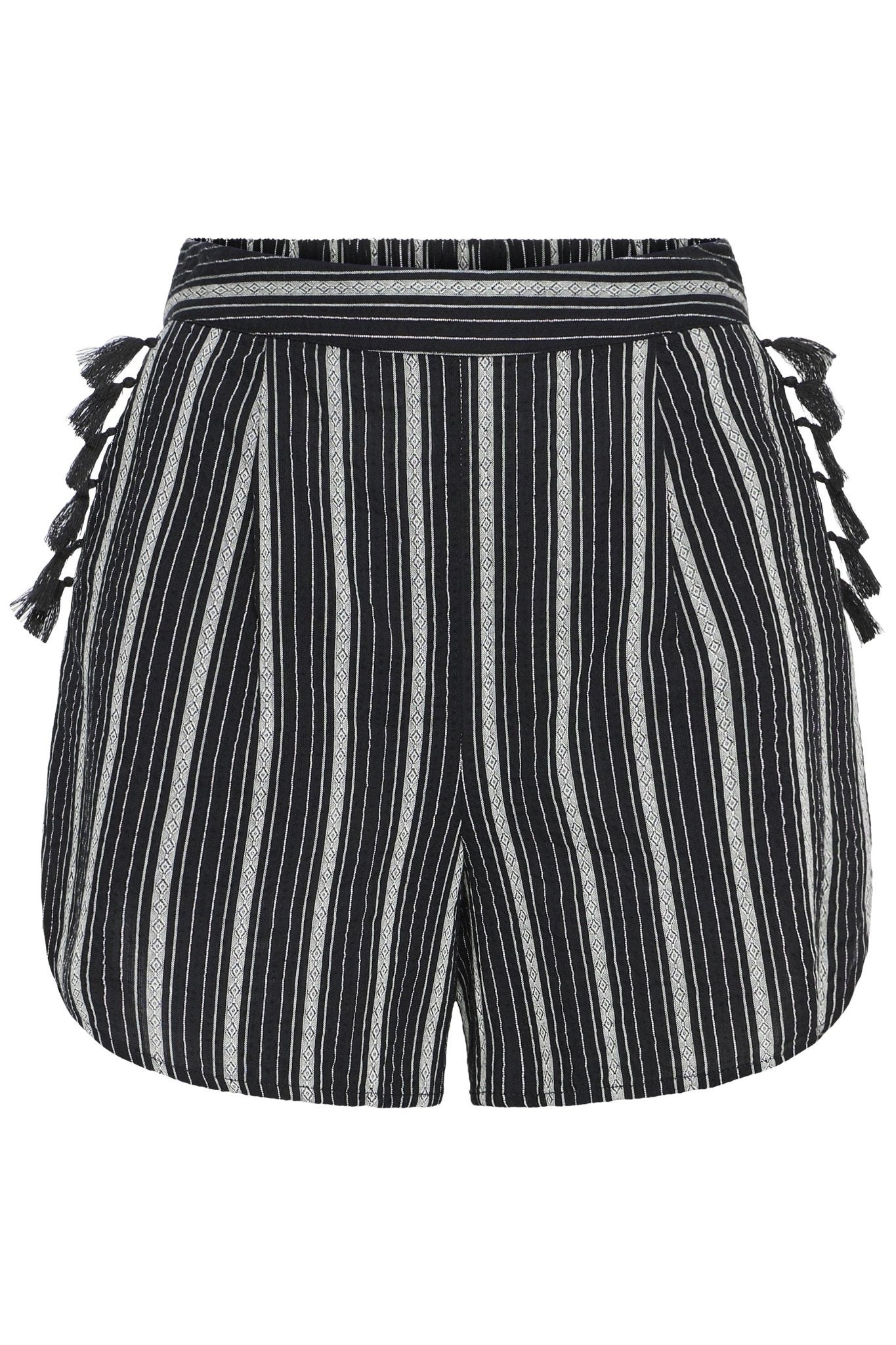 Shorts mit Streifen und Fransen in Schwarz - Blossom Hair & Fashion