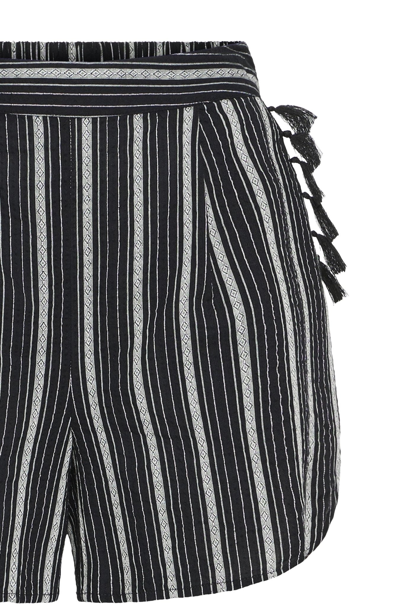 Shorts mit Streifen und Fransen in Schwarz - Blossom Hair & Fashion
