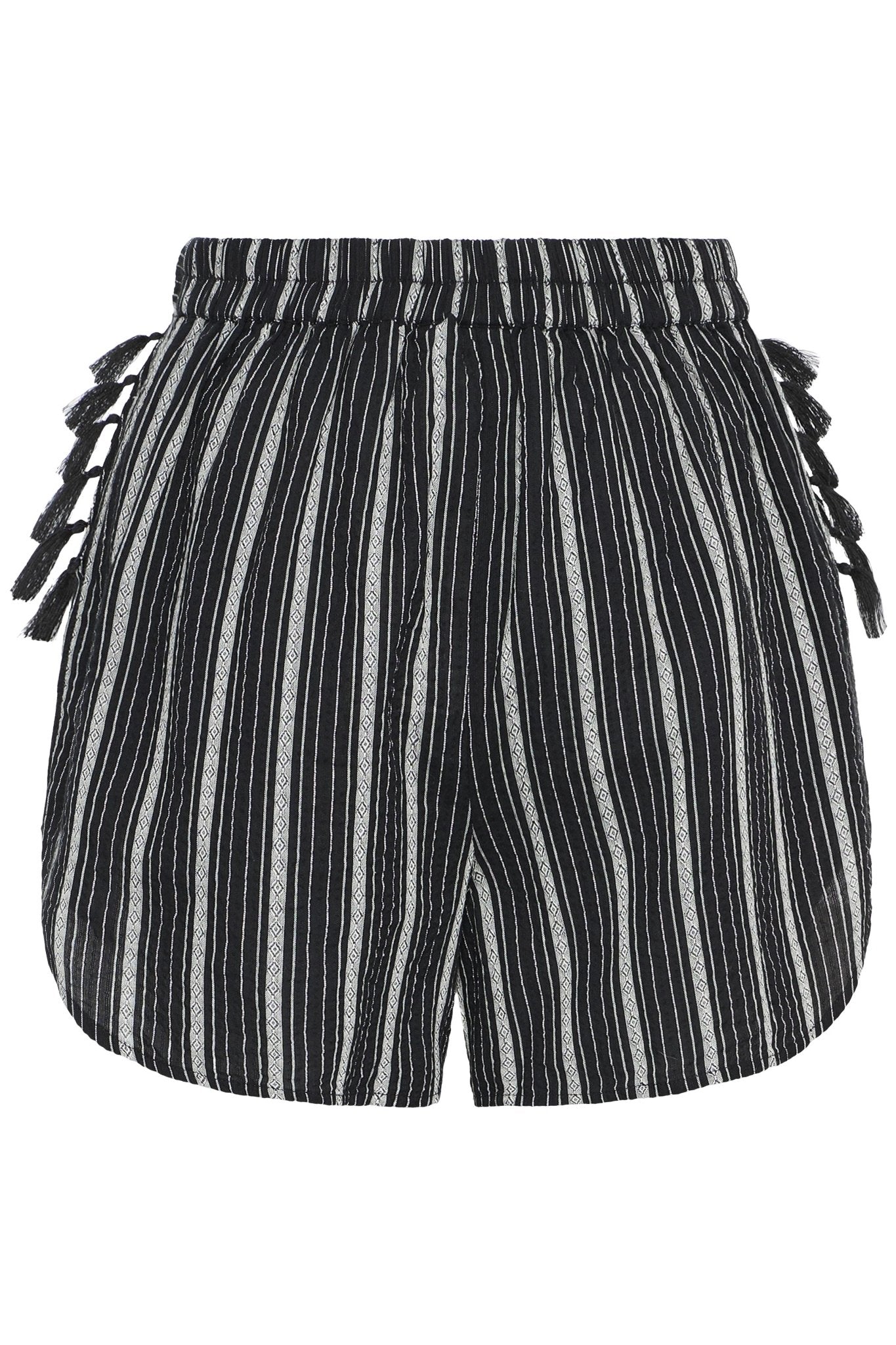 Shorts mit Streifen und Fransen in Schwarz - Blossom Hair & Fashion