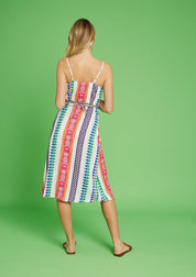 Sommerliches Damen Midikleid mit buntem Streifenmuster - Blossom Hair & Fashion