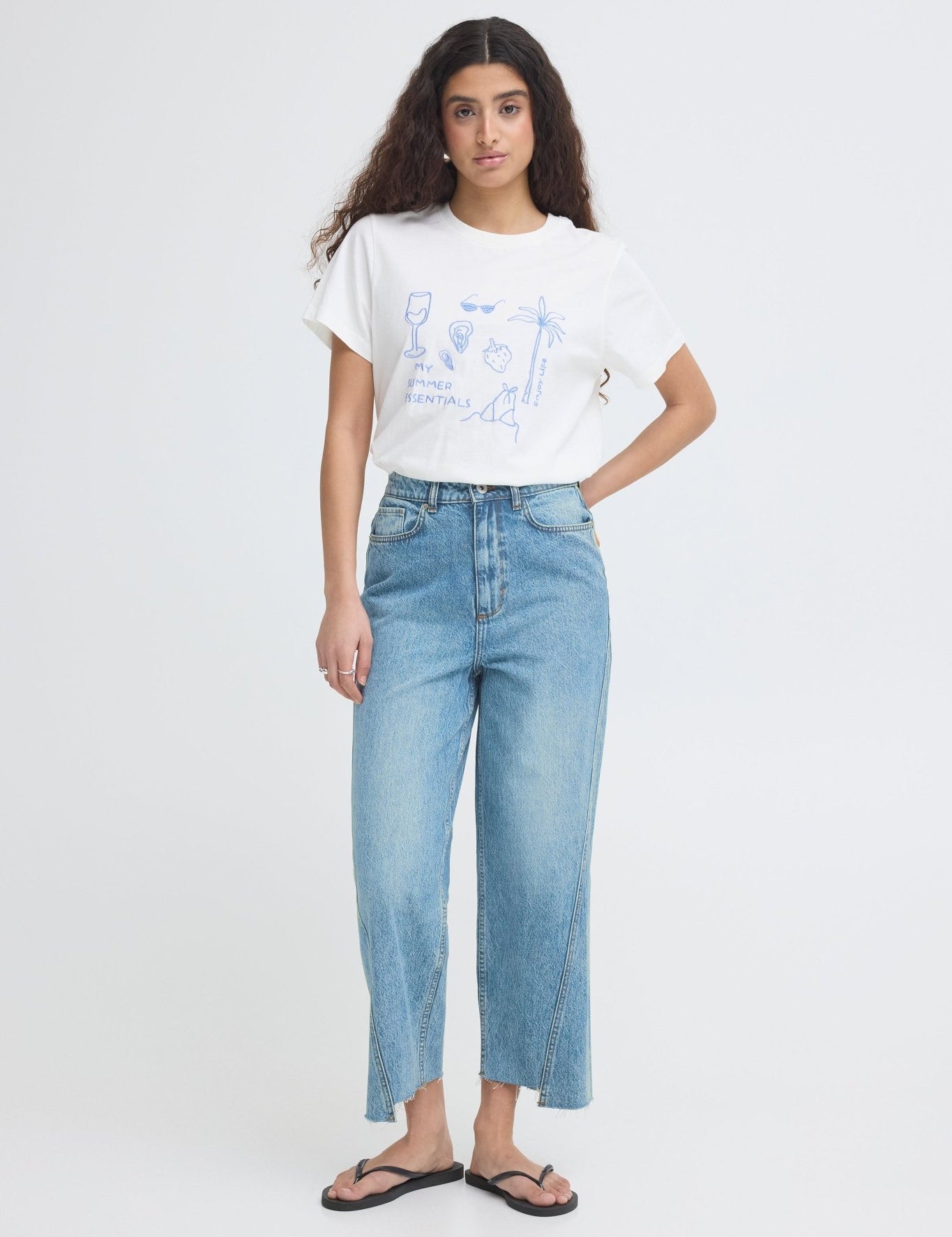 Straight Leg Jeans Ankle Length Hellblau - Blossom Hair & Fashion
