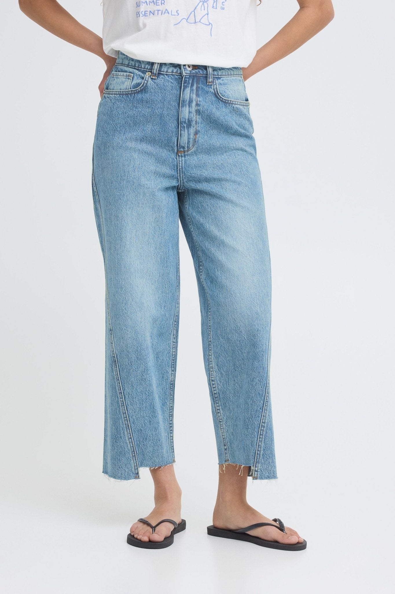 Straight Leg Jeans Ankle Length Hellblau - Blossom Hair & Fashion