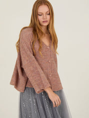 Strick - Cardigan mit V - Ausschnitt und Knöpfen - Blossom Hair & Fashion