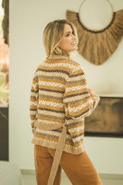 Strickjacke Damen im Jacquardmuster mit V - Ausschnitt - Blossom Hair & Fashion