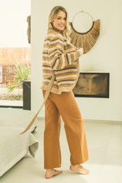 Strickjacke Damen im Jacquardmuster mit V - Ausschnitt - Blossom Hair & Fashion