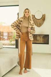 Strickjacke Damen im Jacquardmuster mit V - Ausschnitt - Blossom Hair & Fashion