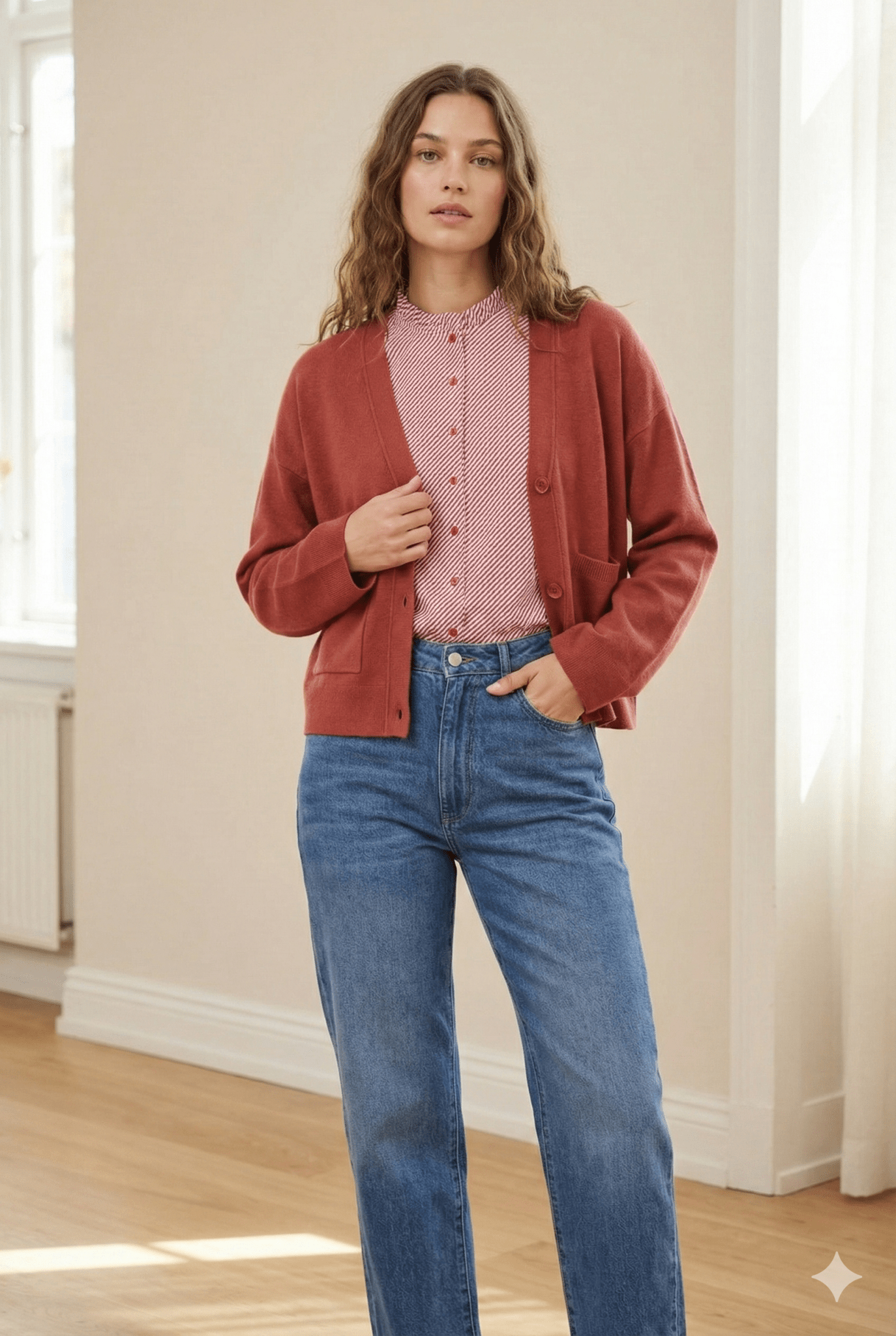 Strickjacke mit V Ausschnitt und Taschen - Blossom Hair & Fashion