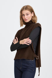 Strickponcho braun mit Rollkragen - Blossom Hair & Fashion