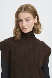 Strickponcho braun mit Rollkragen - Blossom Hair & Fashion
