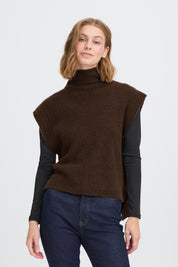 Strickponcho braun mit Rollkragen - Blossom Hair & Fashion