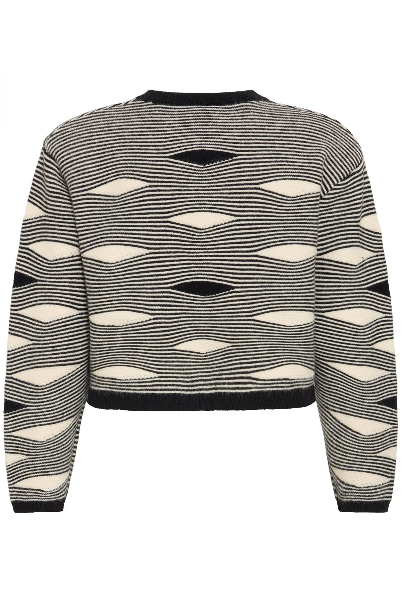 Strickpullover Baggy Fit Muster schwarz - creme - Blossom Hair & Fashion