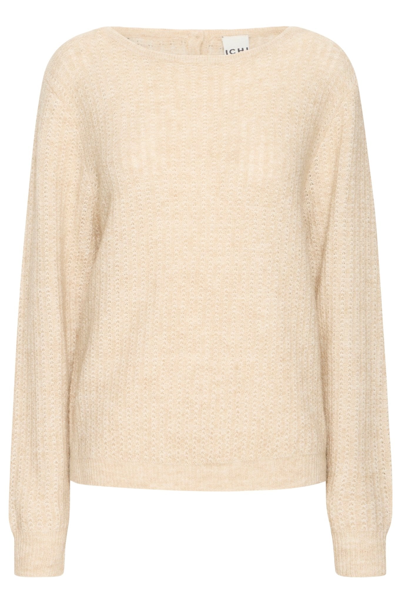 Strickpullover Beige mit Knopfleiste hinten - Blossom Hair & Fashion