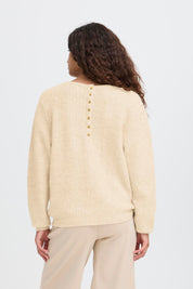 Strickpullover Beige mit Knopfleiste hinten - Blossom Hair & Fashion