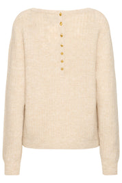 Strickpullover Beige mit Knopfleiste hinten - Blossom Hair & Fashion