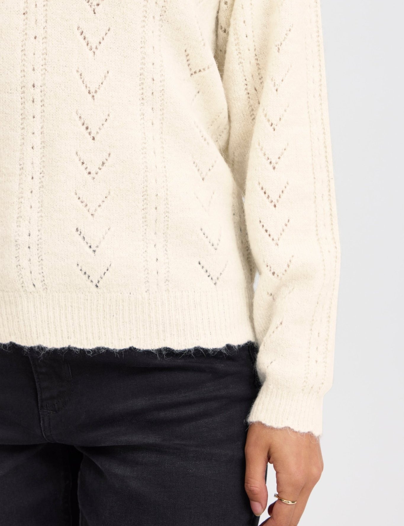 Strickpullover creme mit Ajourmuster - Blossom Hair & Fashion