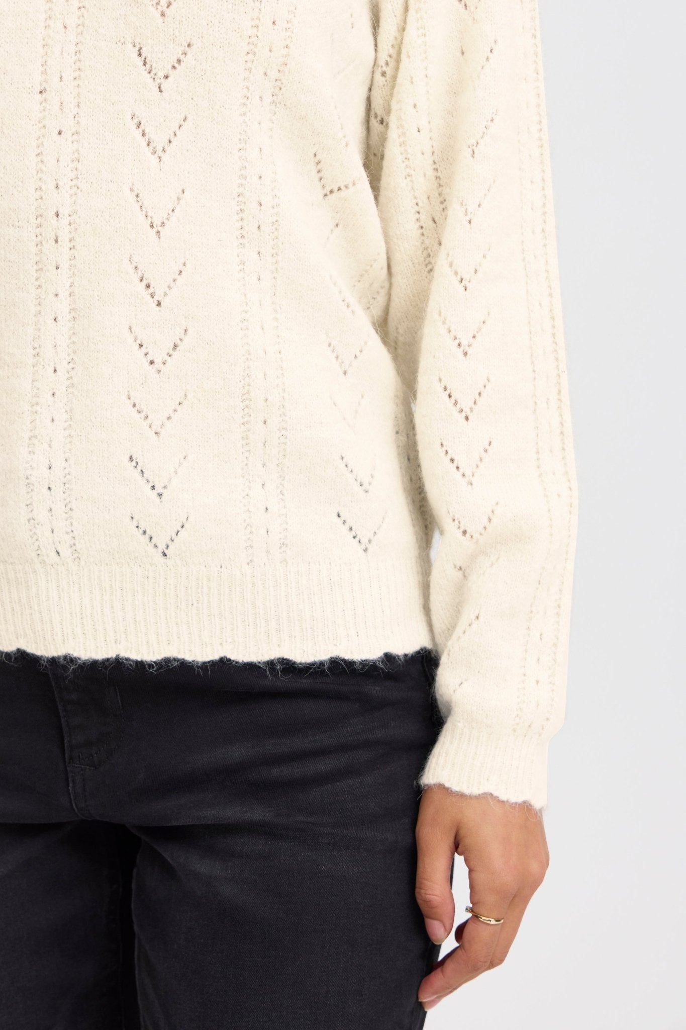 Strickpullover creme mit Ajourmuster - Blossom Hair & Fashion