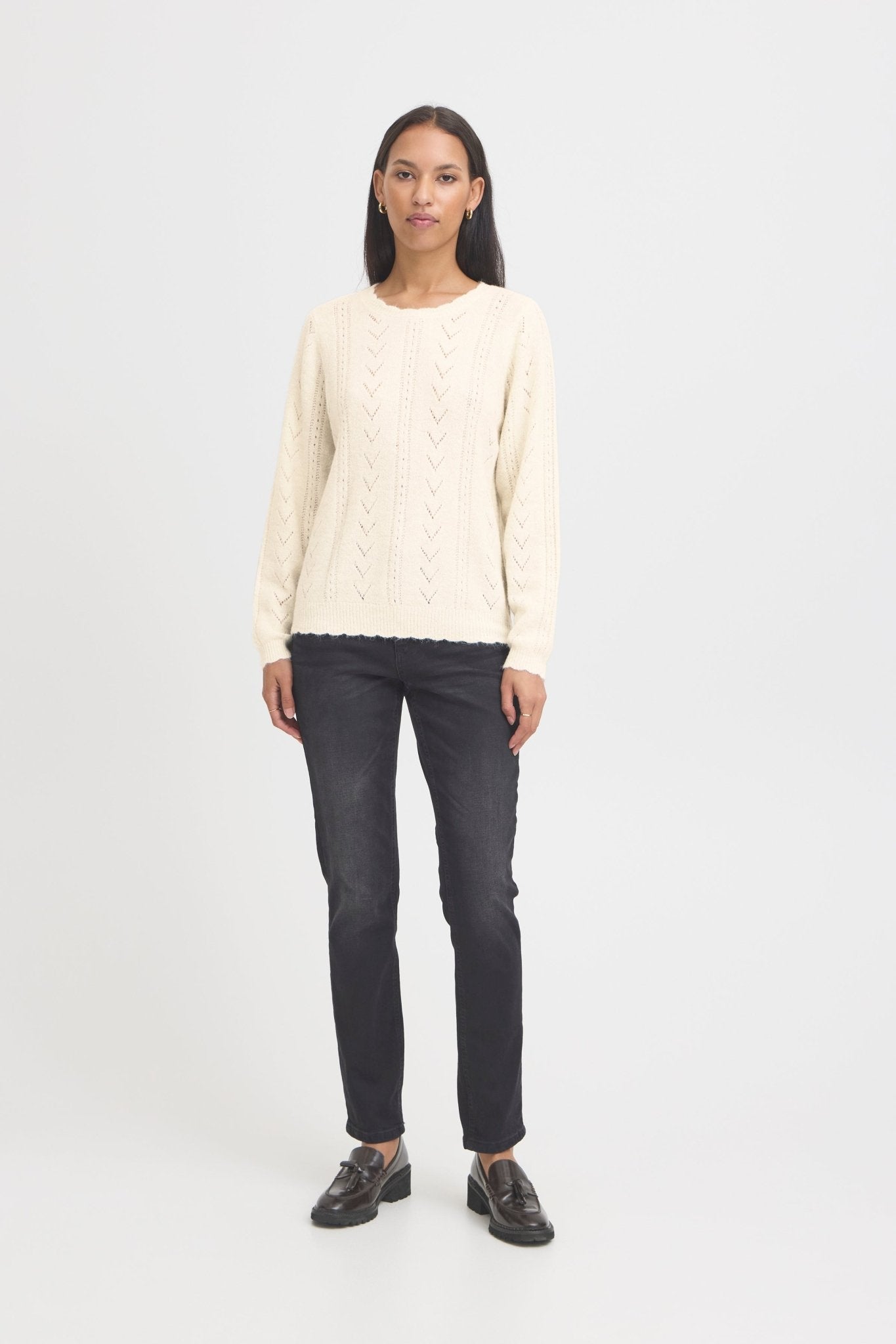 Strickpullover creme mit Ajourmuster - Blossom Hair & Fashion