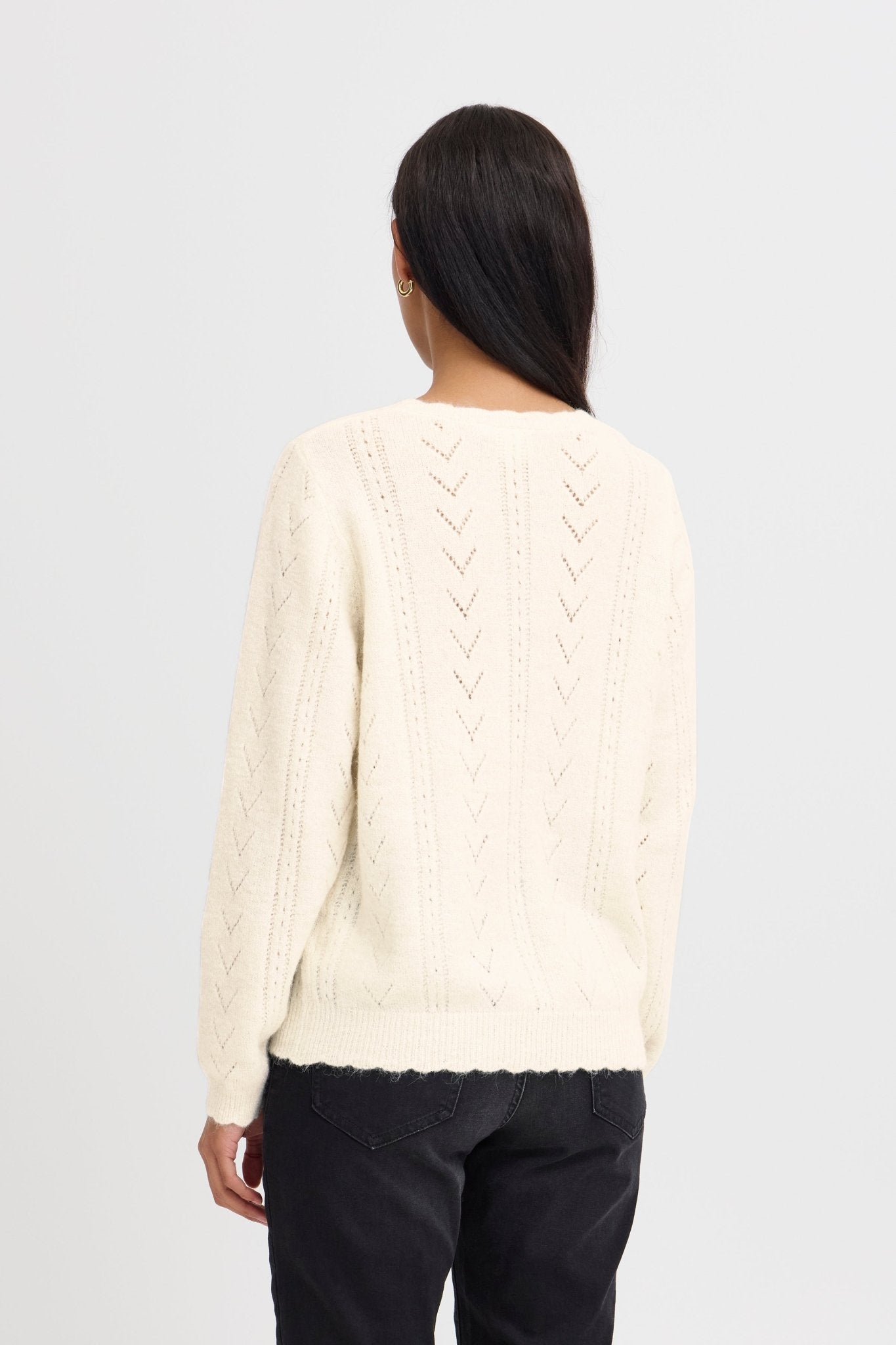 Strickpullover creme mit Ajourmuster - Blossom Hair & Fashion