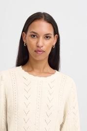 Strickpullover creme mit Ajourmuster - Blossom Hair & Fashion
