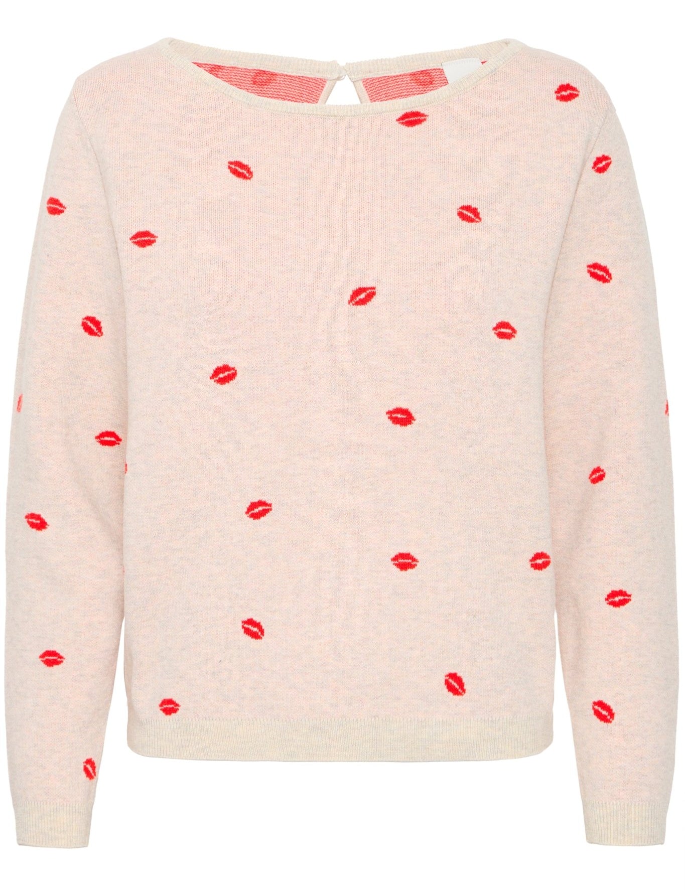 Strickpullover langarm mit Kussmund - Muster - Blossom Hair & Fashion