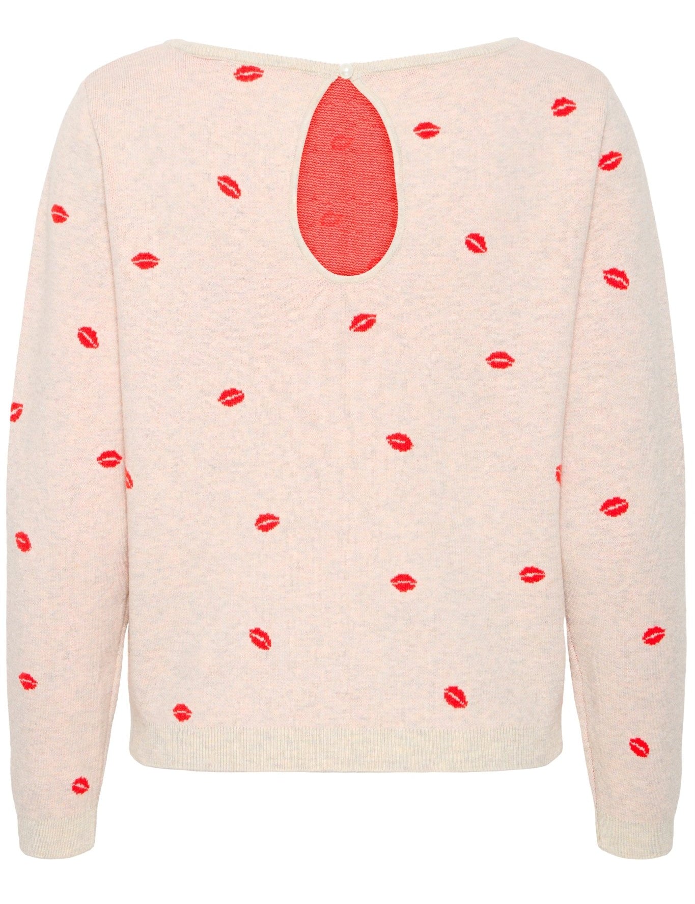 Strickpullover langarm mit Kussmund - Muster - Blossom Hair & Fashion