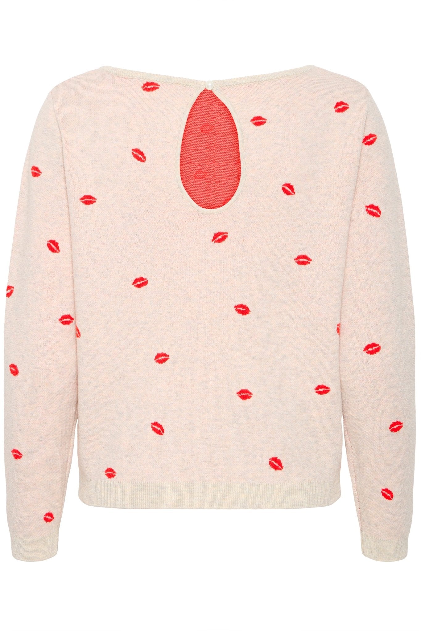 Strickpullover langarm mit Kussmund - Muster - Blossom Hair & Fashion