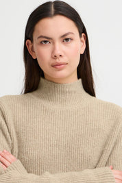 Strickpullover langarm mit Rückendetail in Beige - Blossom Hair & Fashion