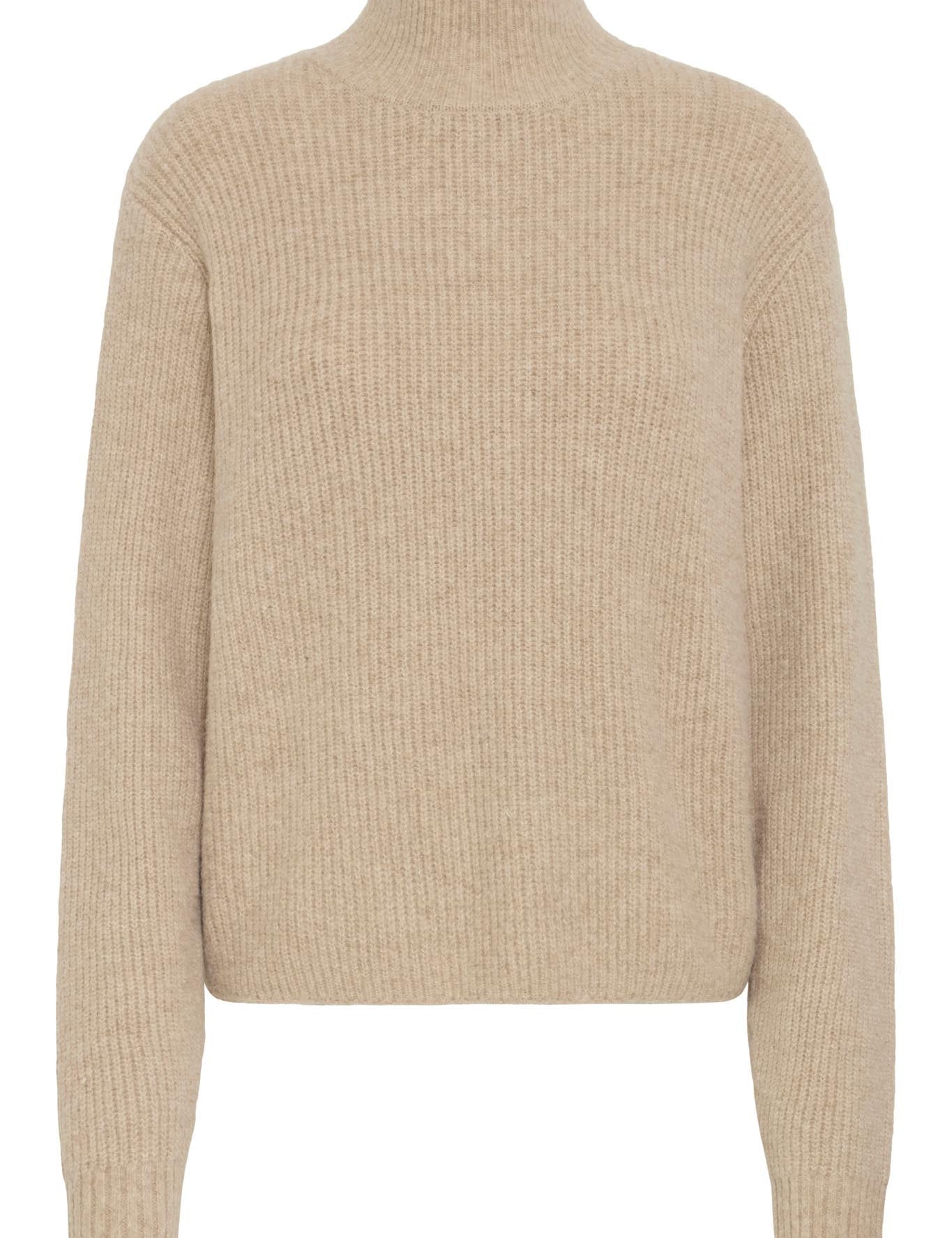 Strickpullover langarm mit Rückendetail in Beige - Blossom Hair & Fashion