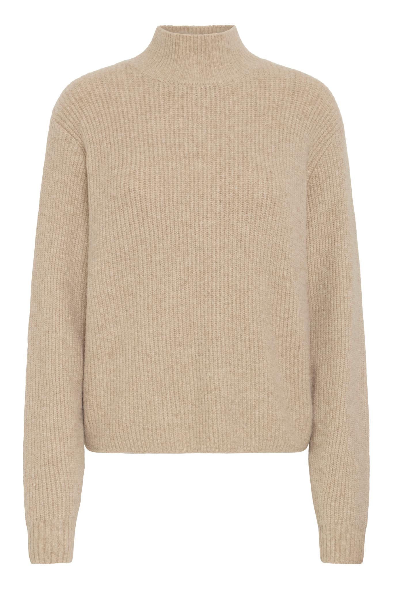 Strickpullover langarm mit Rückendetail in Beige - Blossom Hair & Fashion